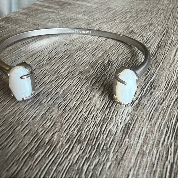 Kendra Scott signed silver Cuff Bracelet with White Stones - Picture 12 of 12